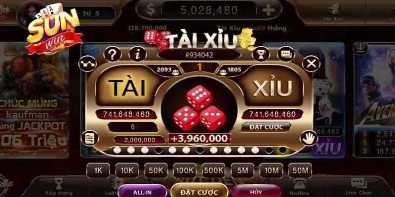 Tài xỉu Sunwin là trò may rủi quen thuộc và đầy kịch tính